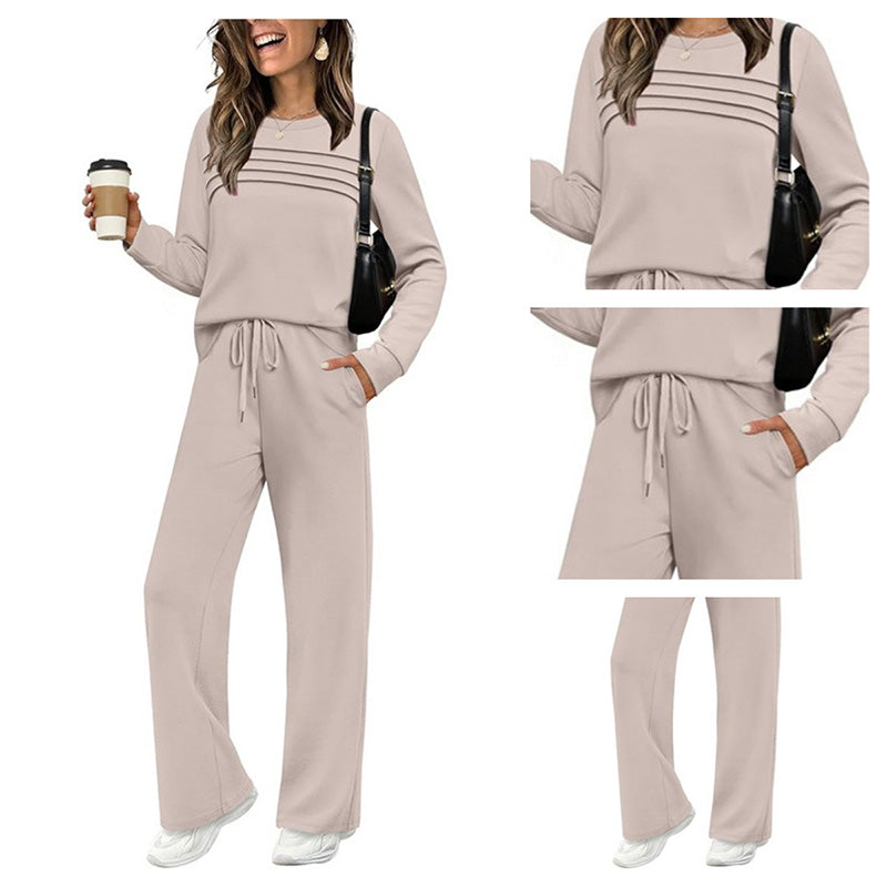 🔥LAST DAY SALE 70% OFF👍✨Women's 2026 UK Casual Crew Neck Top & Drawstring Pants Set