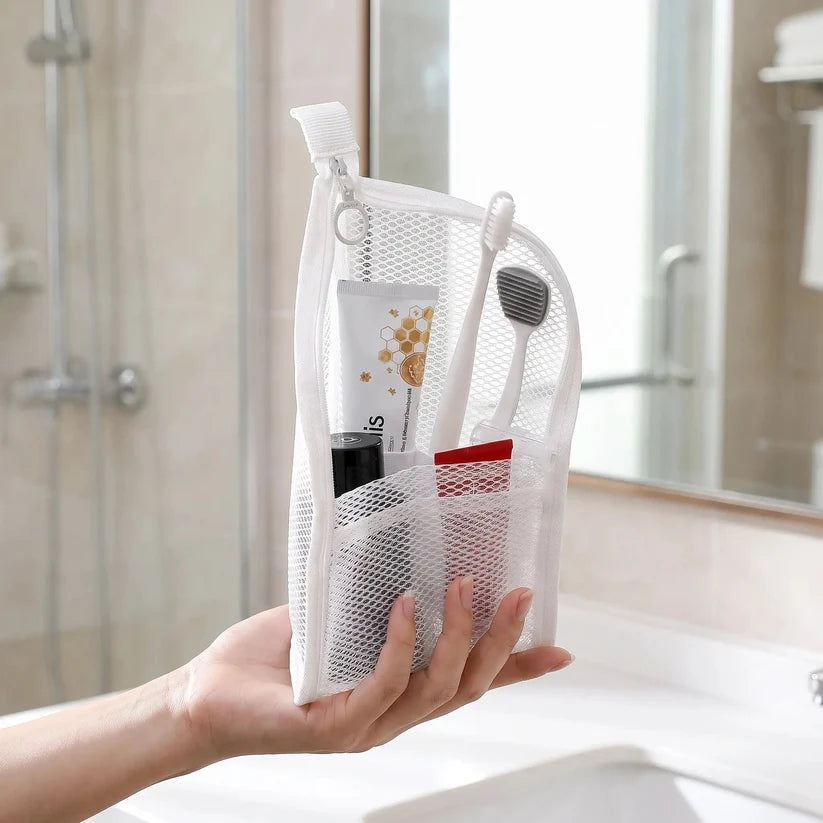 ✨BUY 1 GET 1 FREE!!!🔥Mesh Zipper Toiletry Storage Pouch - Multi-Pocket Travel Cosmetic Organizer Bag