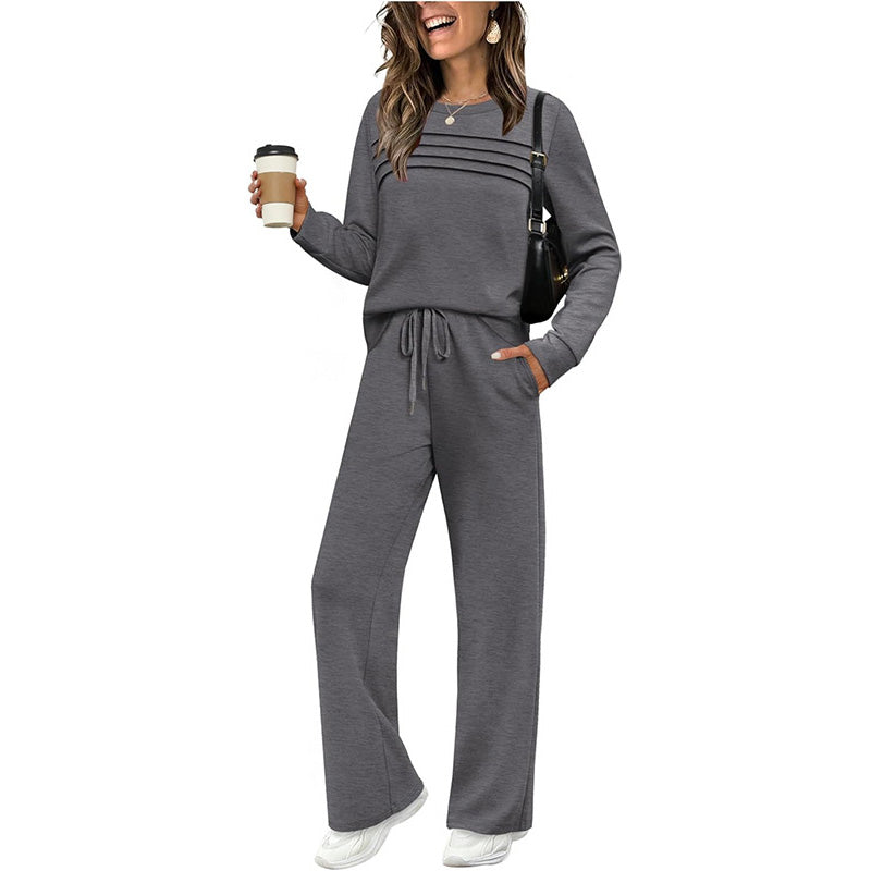 🔥LAST DAY SALE 70% OFF👍✨Women's 2026 UK Casual Crew Neck Top & Drawstring Pants Set