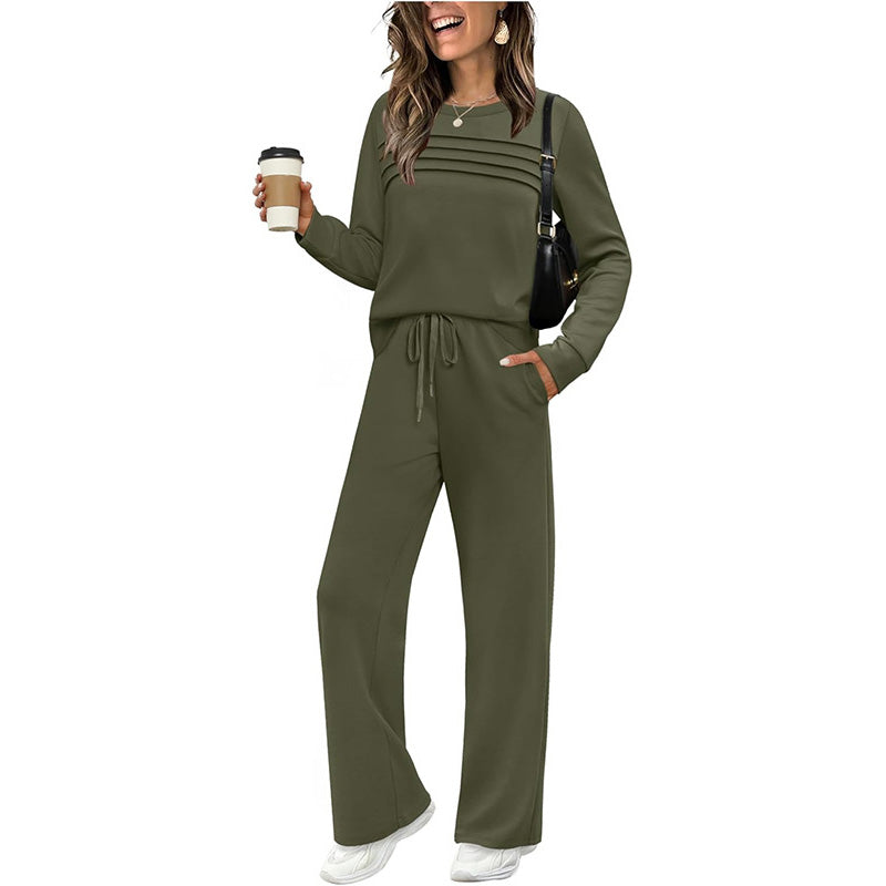 🔥LAST DAY SALE 70% OFF👍✨Women's 2026 UK Casual Crew Neck Top & Drawstring Pants Set