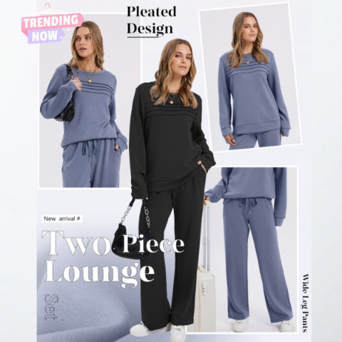 🔥LAST DAY SALE 70% OFF👍✨Women's 2026 UK Casual Crew Neck Top & Drawstring Pants Set
