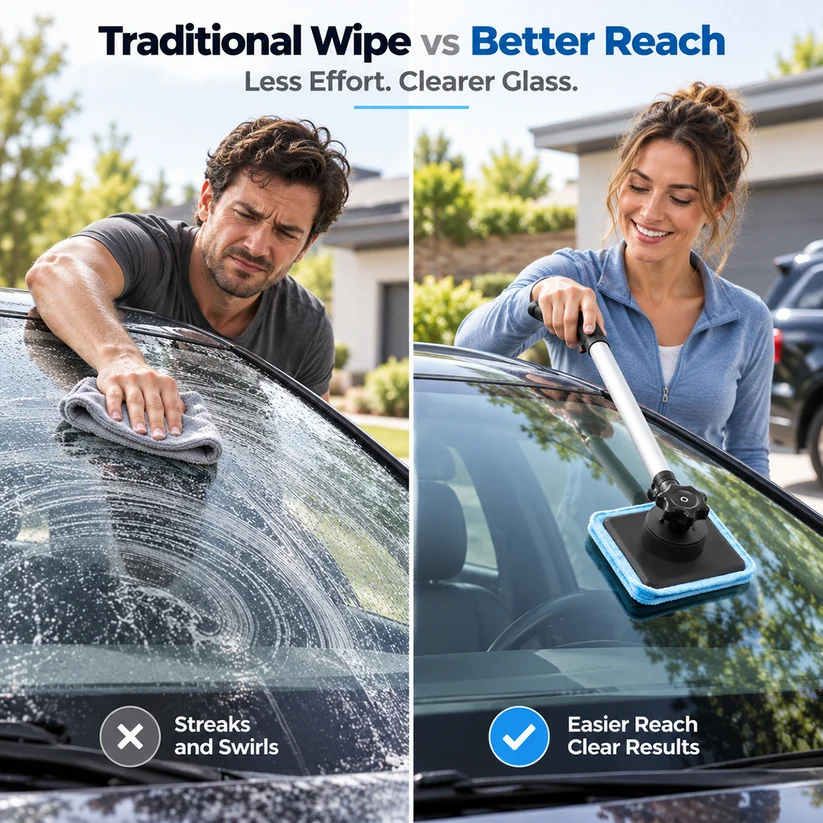 🎁Last Day 49% OFF -Dual Magnetic Car Windshield Cleaner | Streak-Free Auto Glass Cleaning Kit