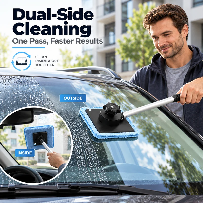 🎁Last Day 49% OFF -Dual Magnetic Car Windshield Cleaner | Streak-Free Auto Glass Cleaning Kit