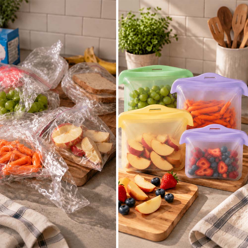 Stand Up Food Grade Silicone Storage Bag, 4-Cup