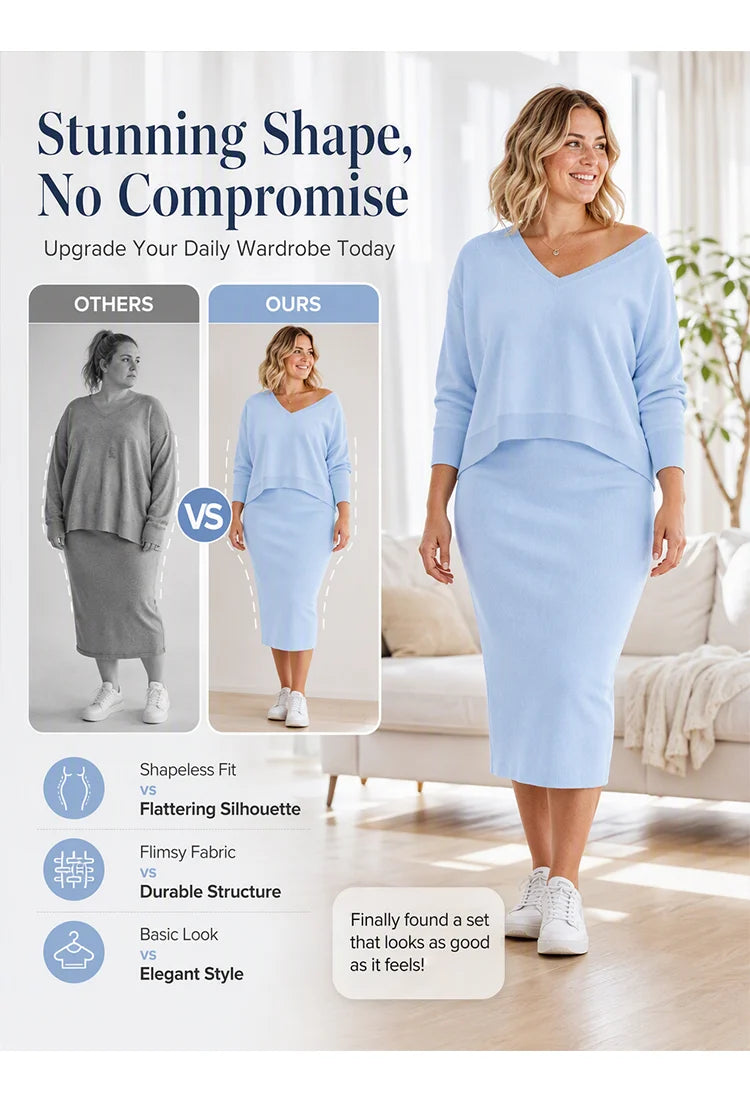 ⌛Limited-Time Offer-Women's Off-Shoulder Sweatshirt & Camisole Dress Set