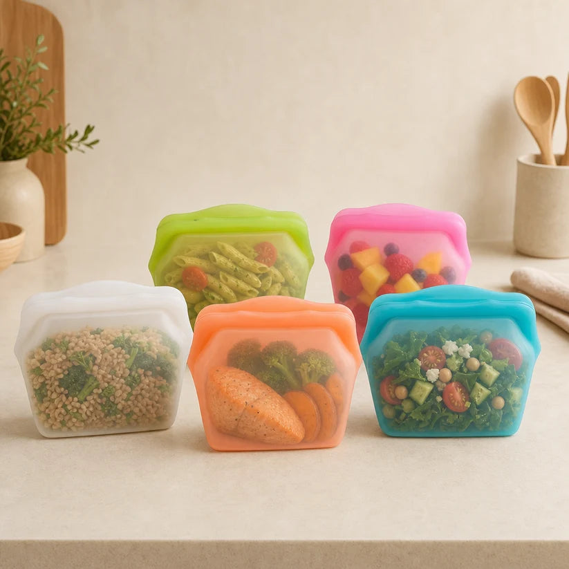 Stand Up Food Grade Silicone Storage Bag, 4-Cup