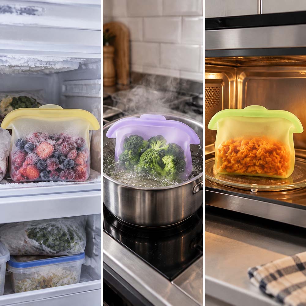 Stand Up Food Grade Silicone Storage Bag, 4-Cup